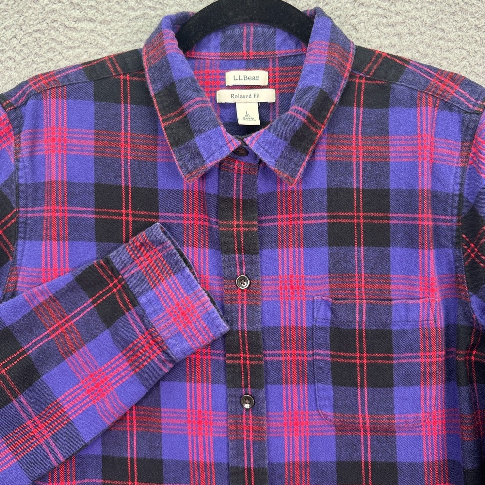 LL Bean Top Womens L Scotch Plaid Button Shirt Outdoor Ranch Cowgirl Country